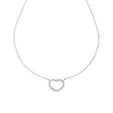 Necklace With Heart With White Zirconia In 18K White Gold