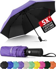 Seniny Windproof Travel Umbrella, Automatic Umbrellas for Rain, Auto-Purple
