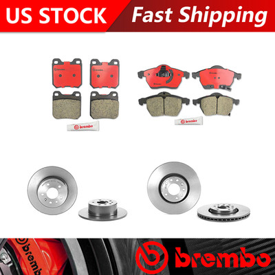 Fits 1999-2002 Saab 9-3 Front Rear Kit Brake Rotors & Ceramic Brake Pads -Brembo