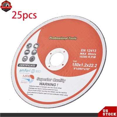 25Pcs 6''×.045''×7/8'' Cut-off Wheel - Metal & Stainless Steel Cutting Discs New