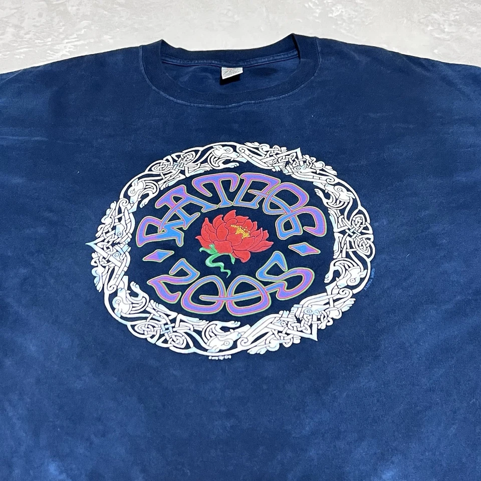 VINTAGE 2005 RatDog Hand Dyed BLUE 2XL Short Sleeves Graphic T Shirt - Image 2 of 4