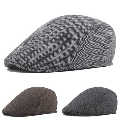 Klassische Herren Wollmischung Flatcap Baker Boy Mütze Fischgrät Zeitungsjunge