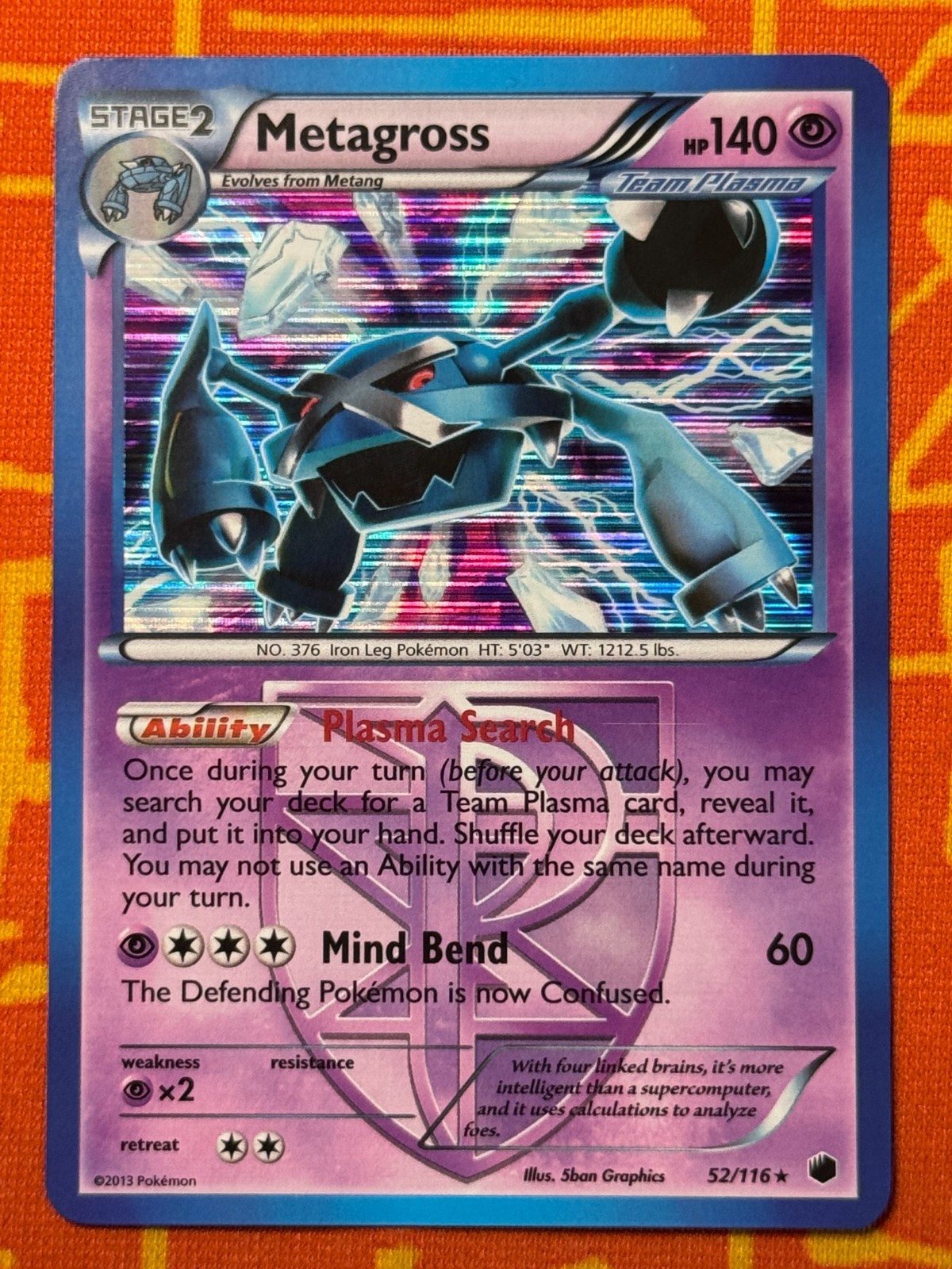 POKEMON TCG METAGROSS 52/116 HOLO RARE NEAR MINT PLASMA FREEZE
