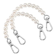 2Pcs Imitation Pearl Purse Strap 8 Inch Handbag Plate Clasp Silver