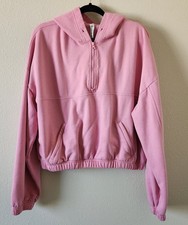Alo Yoga Candy Heart Pink 1/4 Zip Hoodie Sweatshirt Size Large Athleisure
