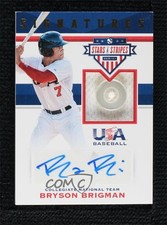 2017 Panini USA Baseball Stars & Stripes Buttons /8 Bryson Brigman #88 Auto 0i76