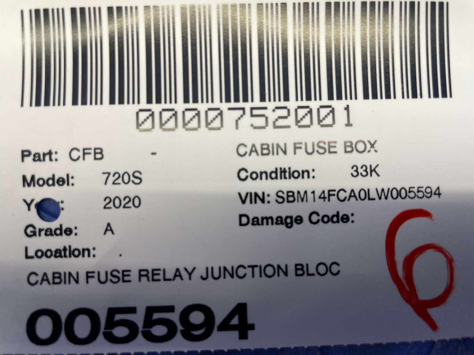 2018-2023 MCLAREN 720S CABIN FUSE RELAY JUNCTION BLOCK BOX TERMINAL 22MA347GP