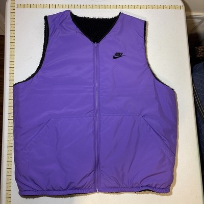 Nike Sherpa Lined Vest Mens Large Black Purple Reversible Winterized DQ4878-010