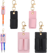 4 Pcs Lanyard Pen Clip Portable Leather Neck Pen Holder