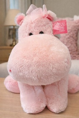 Russ Berrie  DARLY  Pink Hippo Plush Bow 20  Large Hippopotamus 29504 Headband