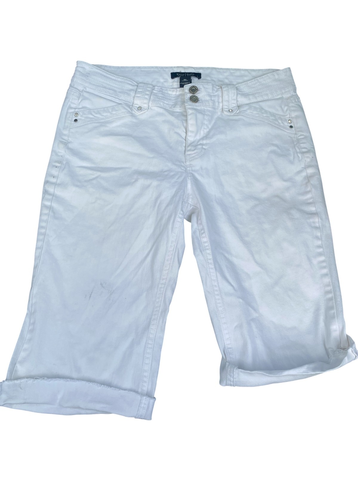 White House Black Market White Denim Bermuda Shorts Women's Size 6S Stretch