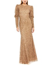 Mac Duggal Puff Sleeve Beaded Gown Women's  4