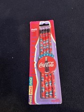 Lot de 4 pentech vintage neuf marque Coca Cola 1995 n° 2 crayons gommes violettes