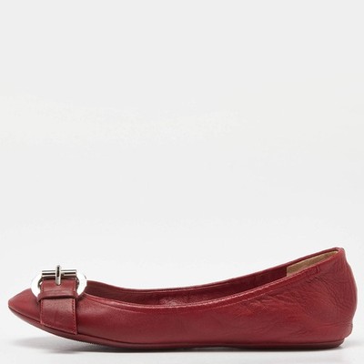 Dior Red Leather Buckle Ballet Flats Size 37 | eBay