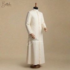 White Papal Cassock Roman Catholic Clergy Robe Custom Tailored Priest Vestment