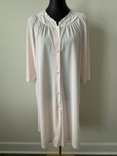 Shadowline Vintage Nightgown Robe Nylon Embroidered Lingerie Size S Pink NWOT