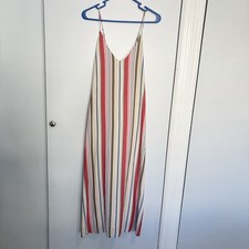 Old Navy Women's Maxi Dress Size XL White Striped Beach Resort Vacation Boho