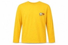 Mens Cros Design Size L T-Shirt Yellow Graphic Print Crew Neck Long Sleeve