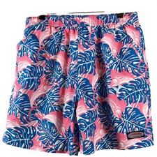 Vineyard Vines Mens M Swim Trunks Pink Blue Tropical Fish Leaves Coastal Resort