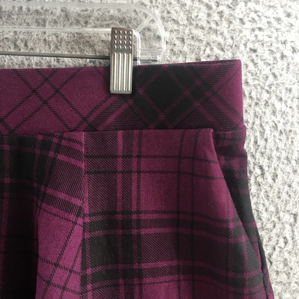 Falda Torrid Línea A Para Mujer 1 Pullover Púrpura a Cuadros Elastizado Cintura Elástica Informal Foto 4 de 4