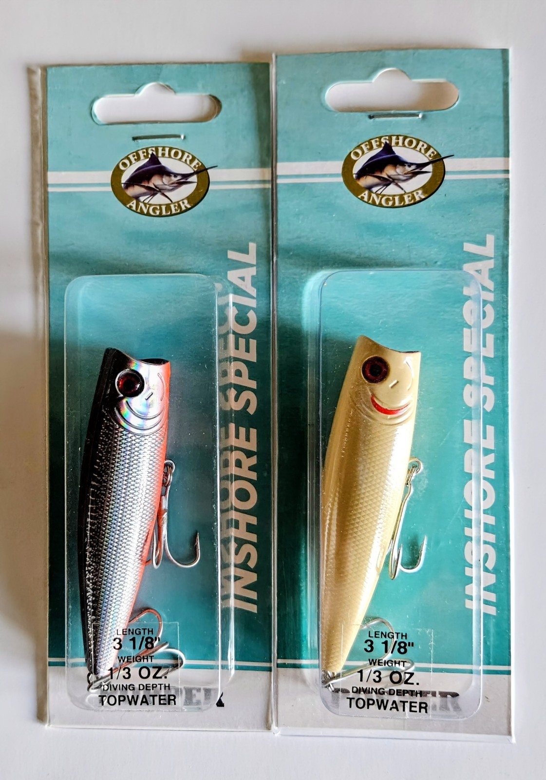 (Set of 2) Offshore Angler Saltwater Poppers 1/3 oz, 3-1/8" 2 Colors In Set New  - Image 2