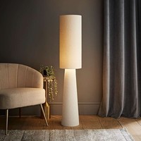 Boucle Midi Floor Lamp Living Room Standard Standing Light Cream Fabric LED Bulb