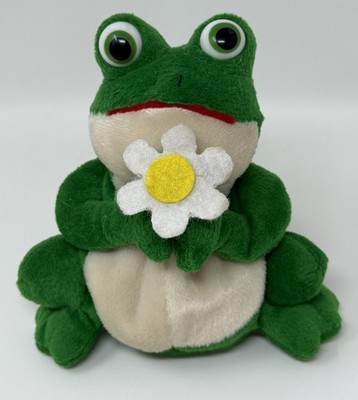 Frog Toad Holding Flower Daisy Bean Bag Plush Stuffed Animal Toy I.N. Inc 6 