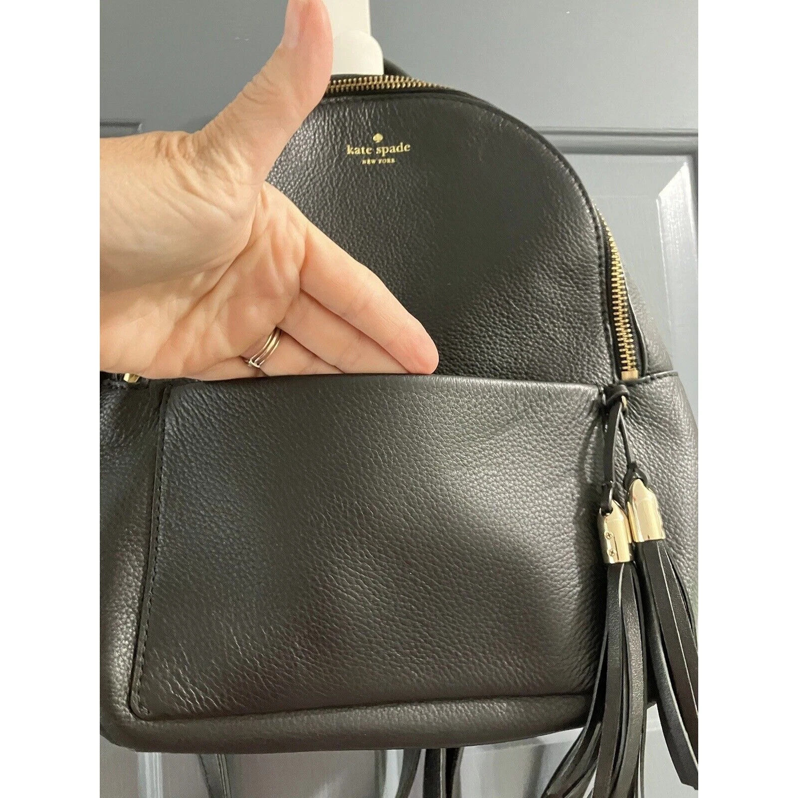 ZAINO KATE SPADE NICOLE LARCHMONT AVE IN PELLE NERA BORSA SCUOLA VIAGGIO