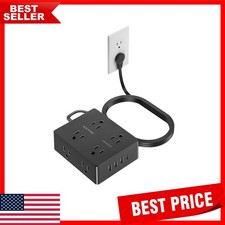 Multi-Outlet Surge Protector with 4 USB Ports  5ft Cord, Perfect for Travel