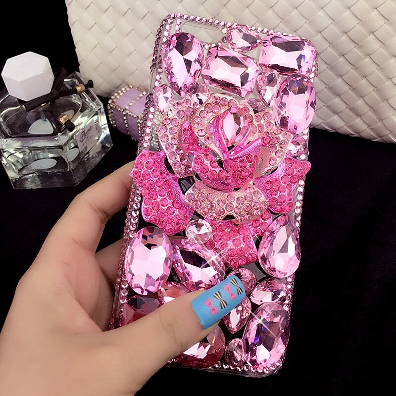 Роскошный блестящий розовый чехол ручной работы с драгоценными камнями и бриллиантами для телефонов Google  - Изображение 2 из 4