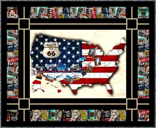 Hoffman - On The Road Again - 42 3/4" X 29" Patriotic Flag Panel - Multi - Picture 8 of 8