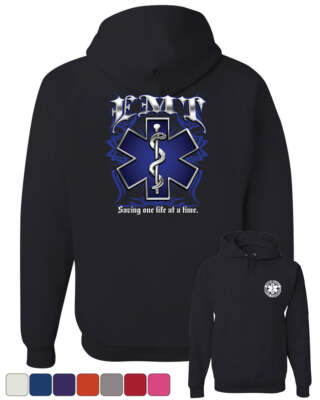 EMT Saving One Life at a Time Hoodie Paramedic First Responders Sweatshirt