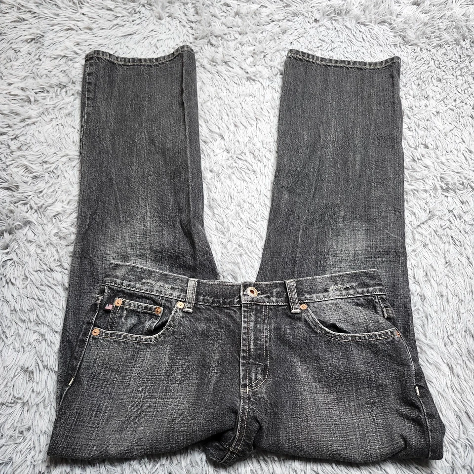 Pantalones de mezclilla Polo Ralph Lauren vintage para mujer talla 8 Kelly negros tiro bajo corte boot Foto 3 de 4