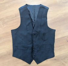 Unbranded Men's Waistcoat Suit Vest Size Medium Black 100% Wool Shell Classic