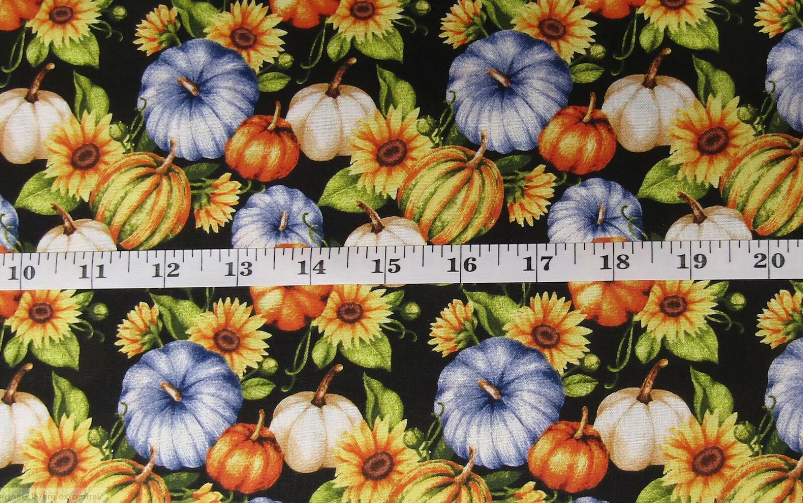 Fall Autumn Thanksgiving Pumpkins and Gourds on Black100% Cotton Fabric ...