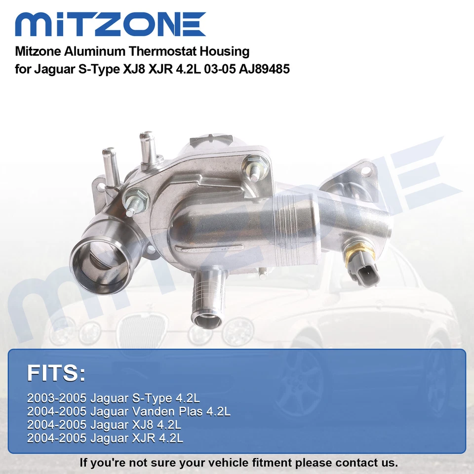 Mitzone For Jaguar S-Type XJ8 XJR 4.2L 03-05 Aluminum Thermostat Housing AJ89485 - Image 3 of 4