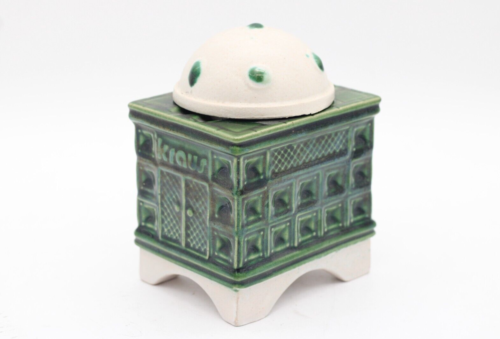 Kraus tiled stove ashtray ceramic 60s / 70s green / white with lid - Picture 1 of 6