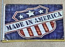 American Flag FREE SHIPPING Made In America Veterans Trump USA Sign Poster 3x5