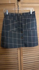 Plaid Grey Mini Skirt Girls L