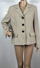 Le Suit Cream Color Black Polka Dots Three Button Closure Blazer Size 10P