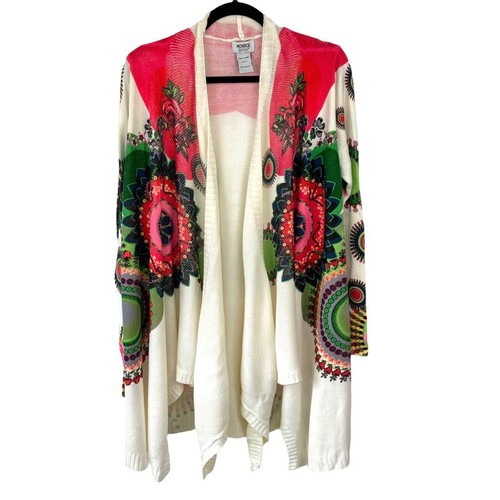 White Floral Waterfall Cardigan 