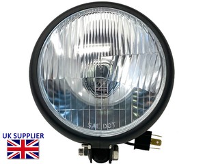 5 75 Motorcycle Headlight Bates Style Retro Classic Brat Bike Scrambler Black Ebay