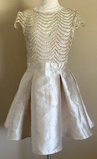 fashion nova dress Size Large Gold Nude Sequin Fit and Flare Mini Dress