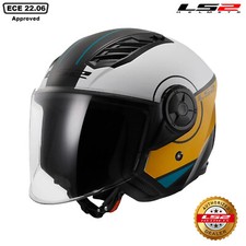 OPEN FACE MOTORBIKE HELMET LS2 OF616 AIRFLOW II COVER MATT WHITE BROWN Ece22.06