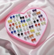 Girls/Teen Gift Set Jewelry/Earrings 36p Pearl/Ball Shape, Mixed Colors T1 
