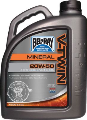 One 4 Liter Bel-Ray 20W-50 V-Twin Mineral Engine Oil 96905-BT4