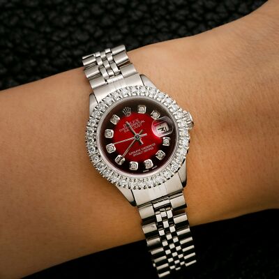 Rolex Datejust 26mm Red Diamond Dial & Bezel Jubilee Steel - 69174