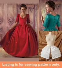 SEWING PATTERN Womens Costume 1700s Outlander Red Dress Panniers Hoop Skirt 8411