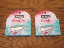 2 BOXES Schick Quattro For Women SENSITIVE 4 Cartridges per box 8 Total Aloe NIB