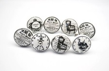 WHITE VINTAGE CERAMIC x8 Hand painted Shabby Knobs Wardrobe Drawers Handle B19